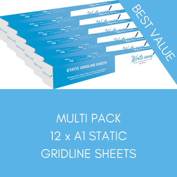 BEST VALUE 12 Box MULTI PACK  - WriteAway Gridline A1 Static Sheets