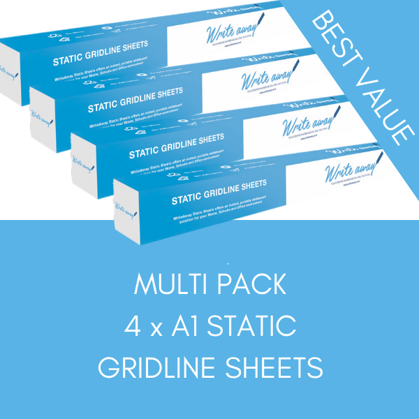 GREAT VALUE 4 Box MULTI PACK  - WriteAway Gridline A1 Static Sheets